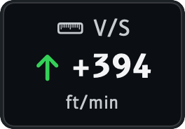 The vertical speed indicator showing a gentle climb in green.