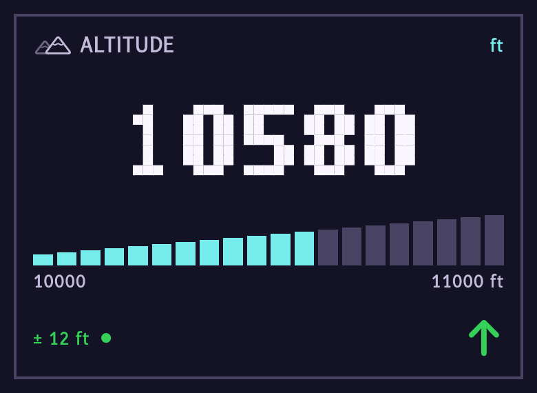 Summit Arcade altitude instrument preview with a sample reading of 10580 feet.