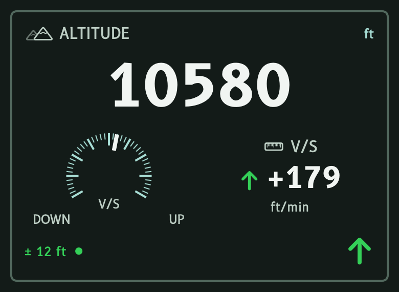 Helicopter altitude instrument preview with a sample reading of 10580 feet.