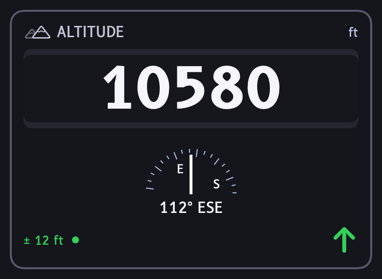 Learjet altitude instrument preview with a sample reading of 10580 feet.